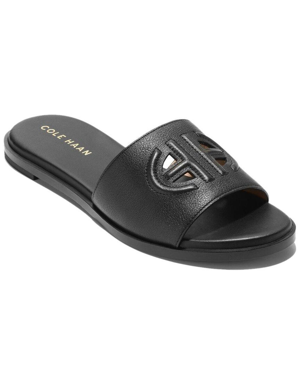 Cole Haan Flynn Logo Leather Sandals in Black | Lyst