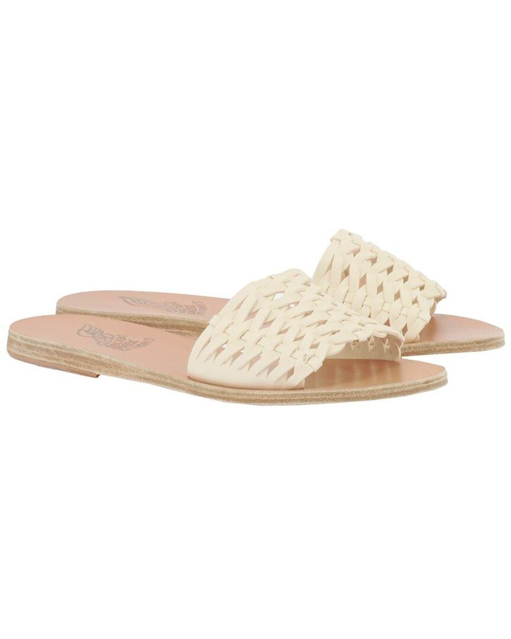 Ancient Greek Sandals White Taygete Woven Leather Sandal
