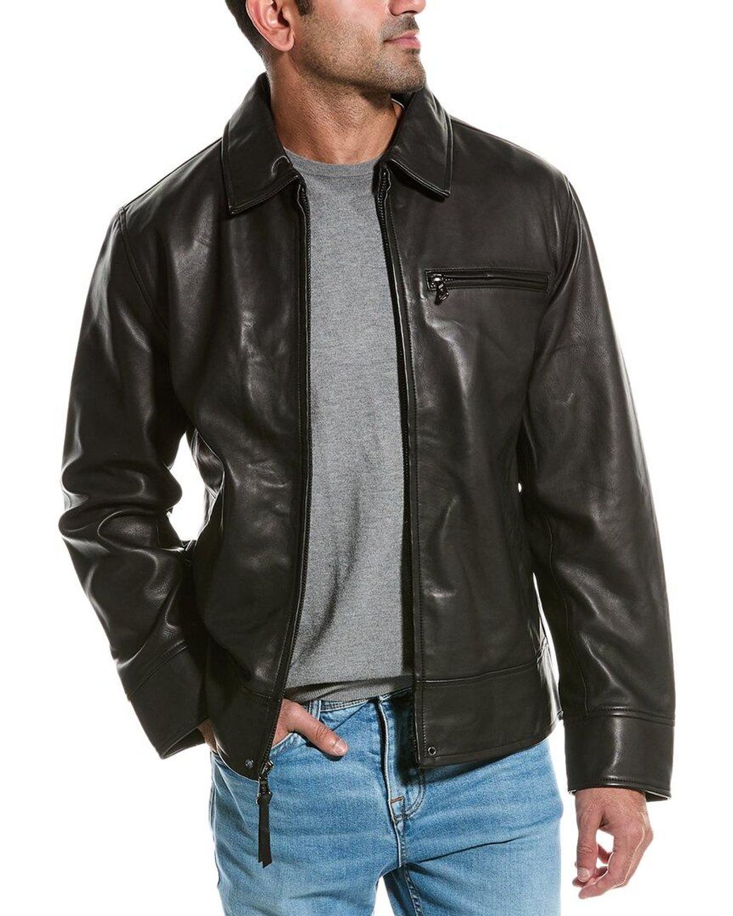 Robert Graham Leather Shirt Jacket in Black for Men Lyst