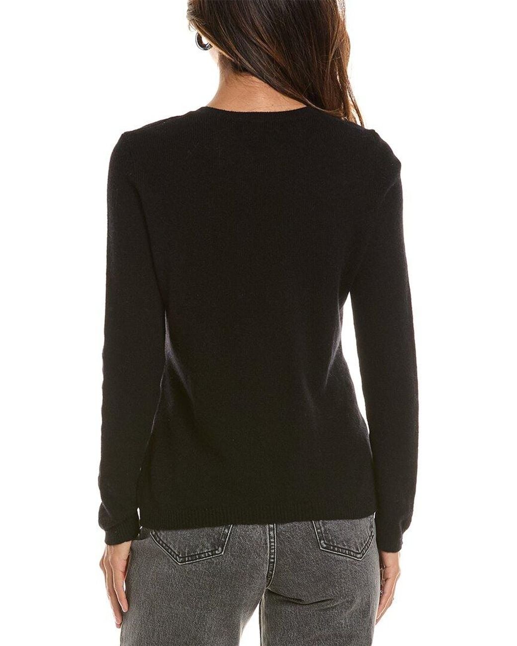Forte Black Basic Crewneck 100% Cashmere Sweater