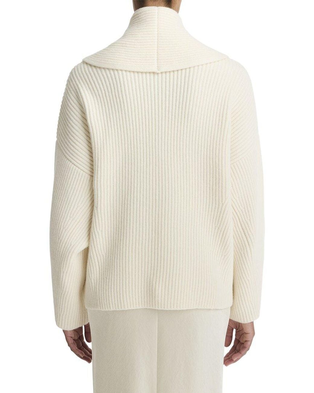 Vince White Draped Wool-Blend Sweater Coat