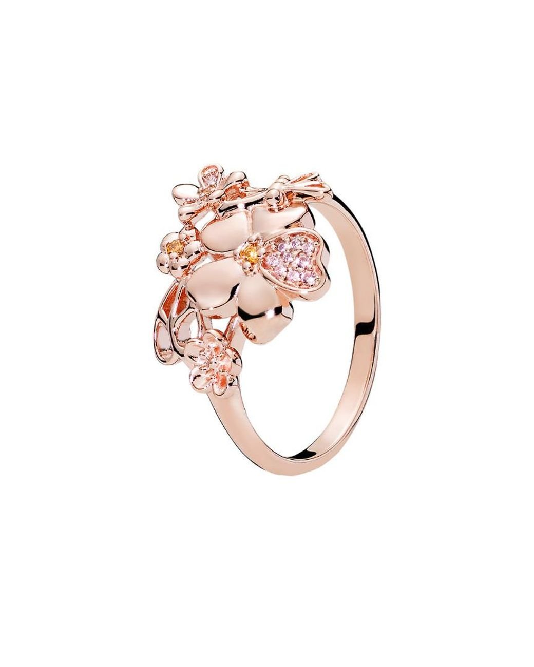 PANDORA Rose Pink Crystal Wildflower Meadow Ring | Lyst