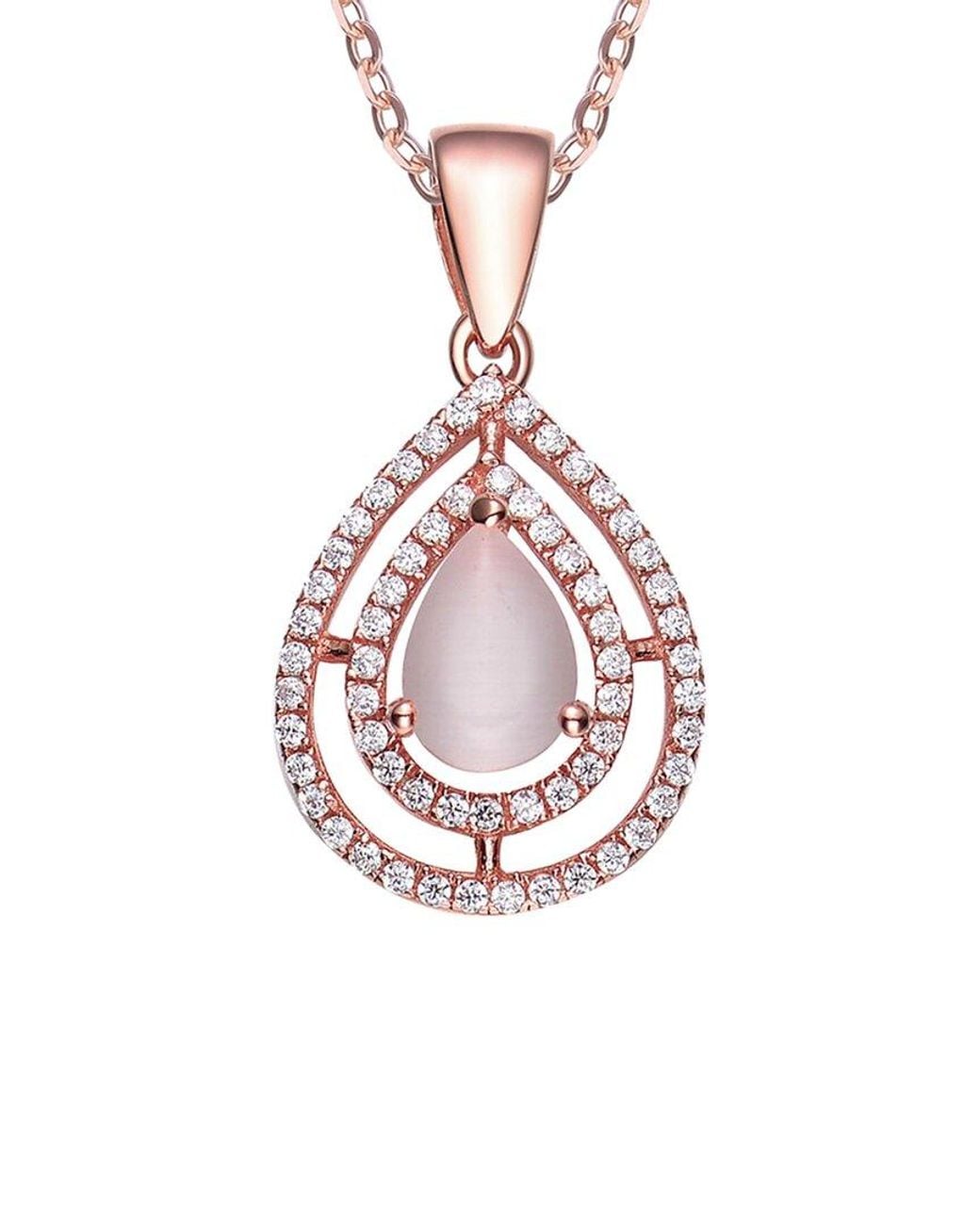 Genevive Jewelry Pink 18k Rose Gold Vermeil Cz Pendant