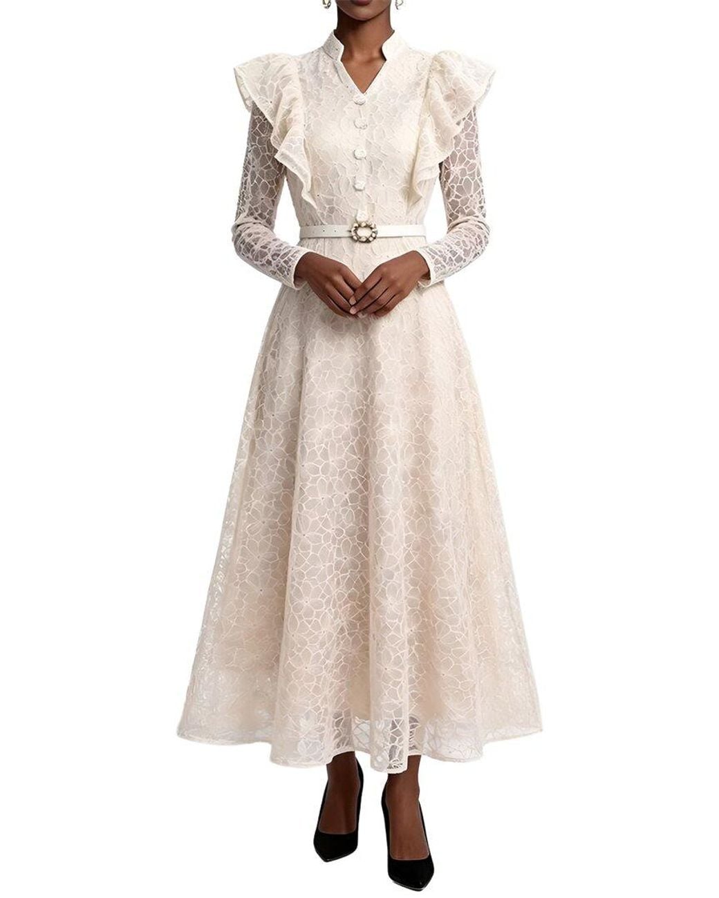 Linda Charm Natural Maxi Dress