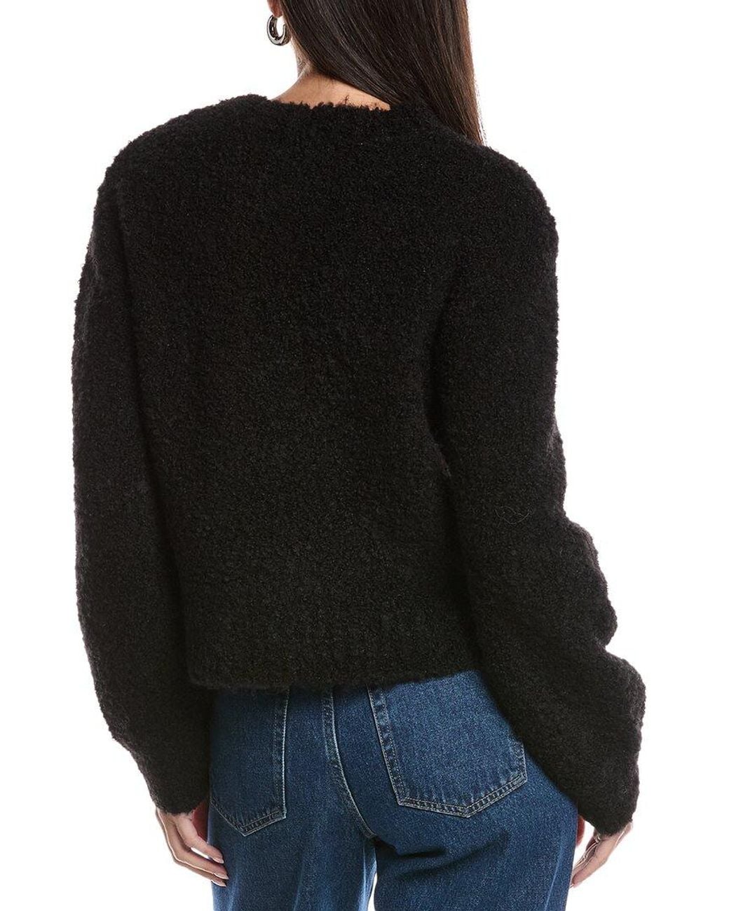 Bella Dahl Black Wool-Blend Crew Neck Sweater
