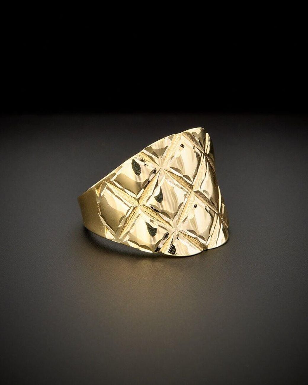 Italian Gold Metallic 14k Graduated Quilt Cigar Band Ring