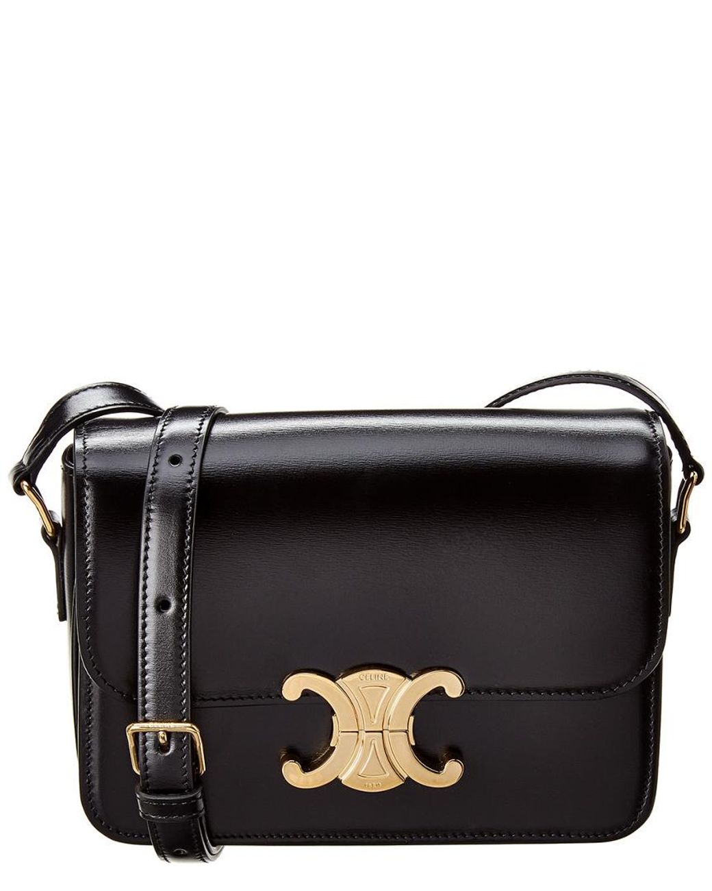 Celine Teen Triomphe Leather Crossbody in Black Lyst