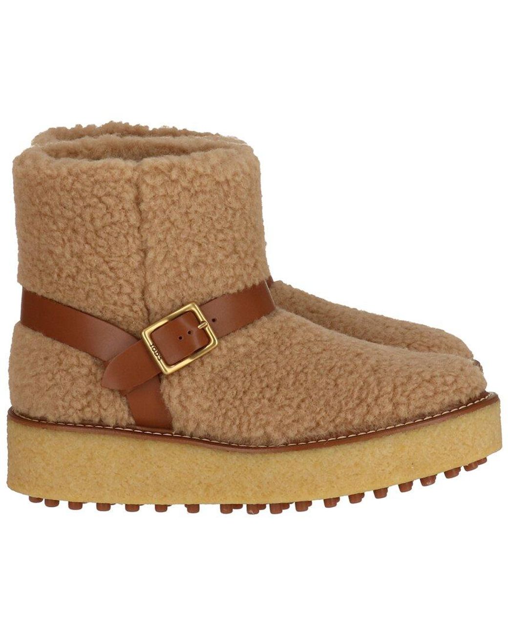 Tod's Brown Tods Flatform Wool Boot