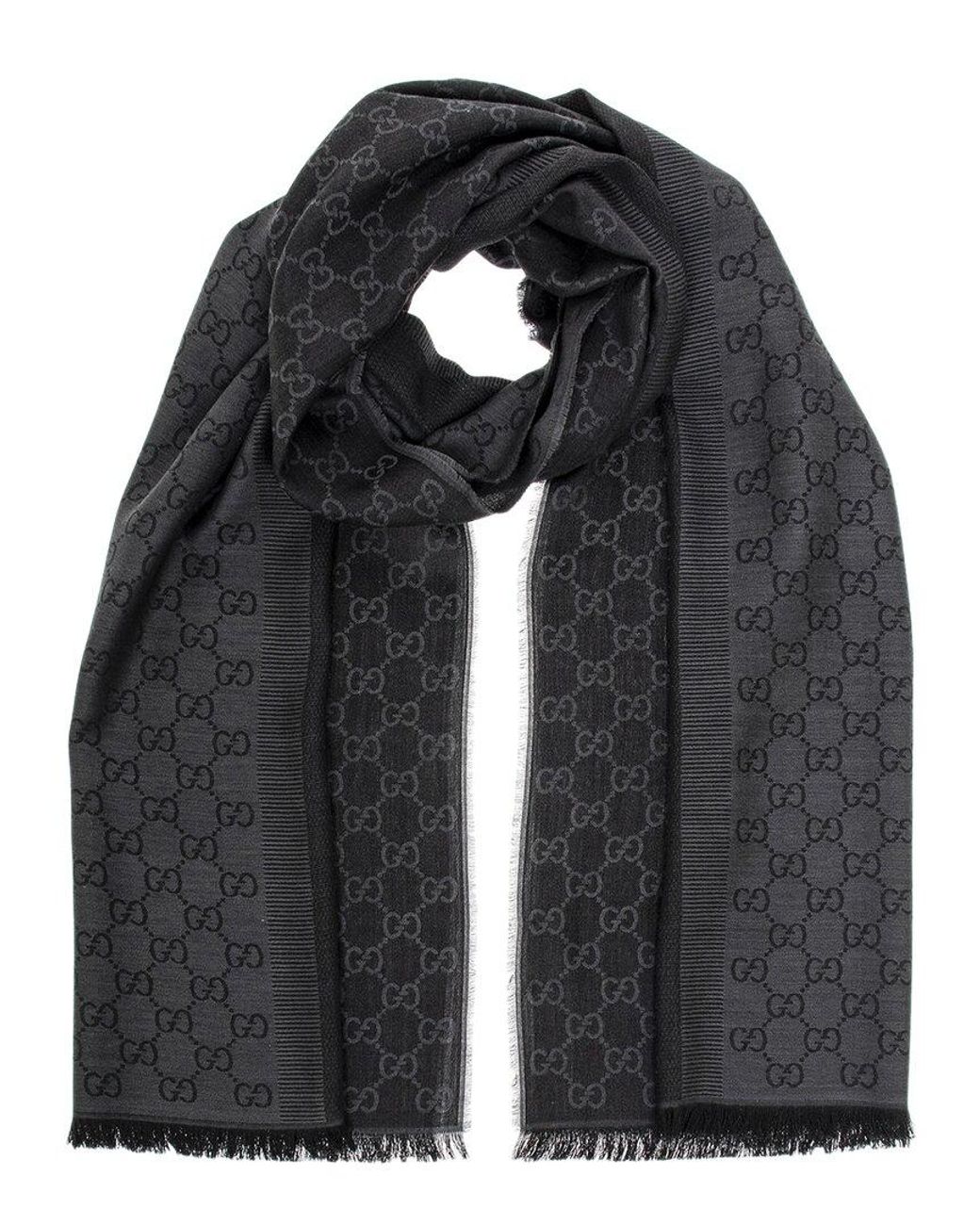 Gucci GG Large Wool & Silk-blend Scarf in Black | Lyst