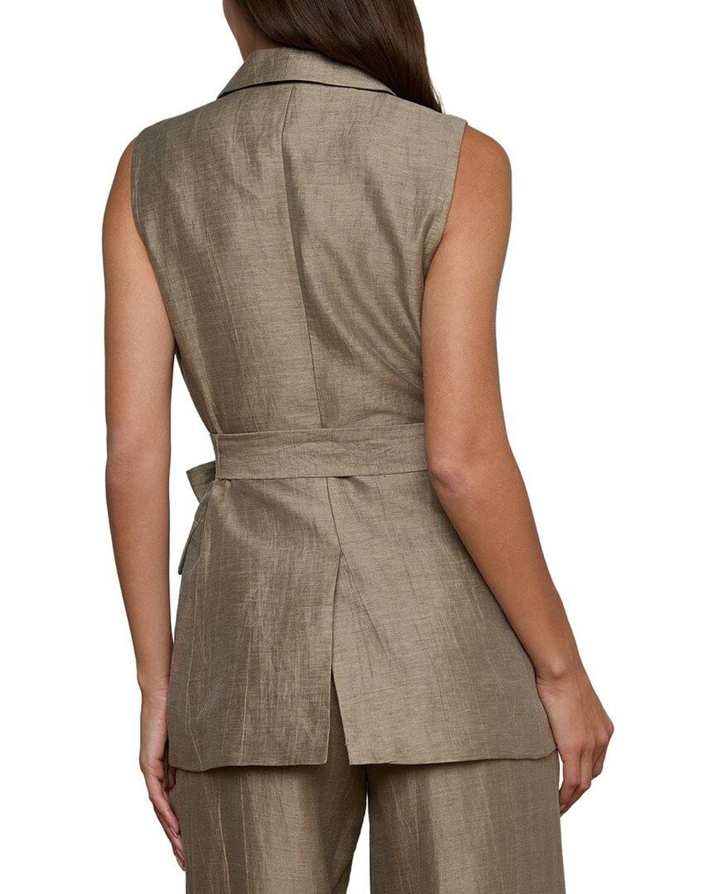 L'Agence Gray Harper Blazer Linen-Blend Vest