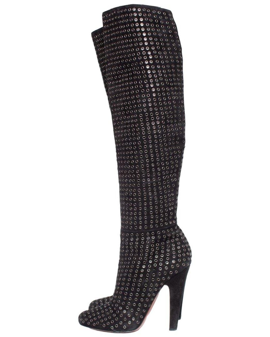 Alaïa Black Alaïa Suede Over-The-Knee Boot (Authentic Pre-Loved)