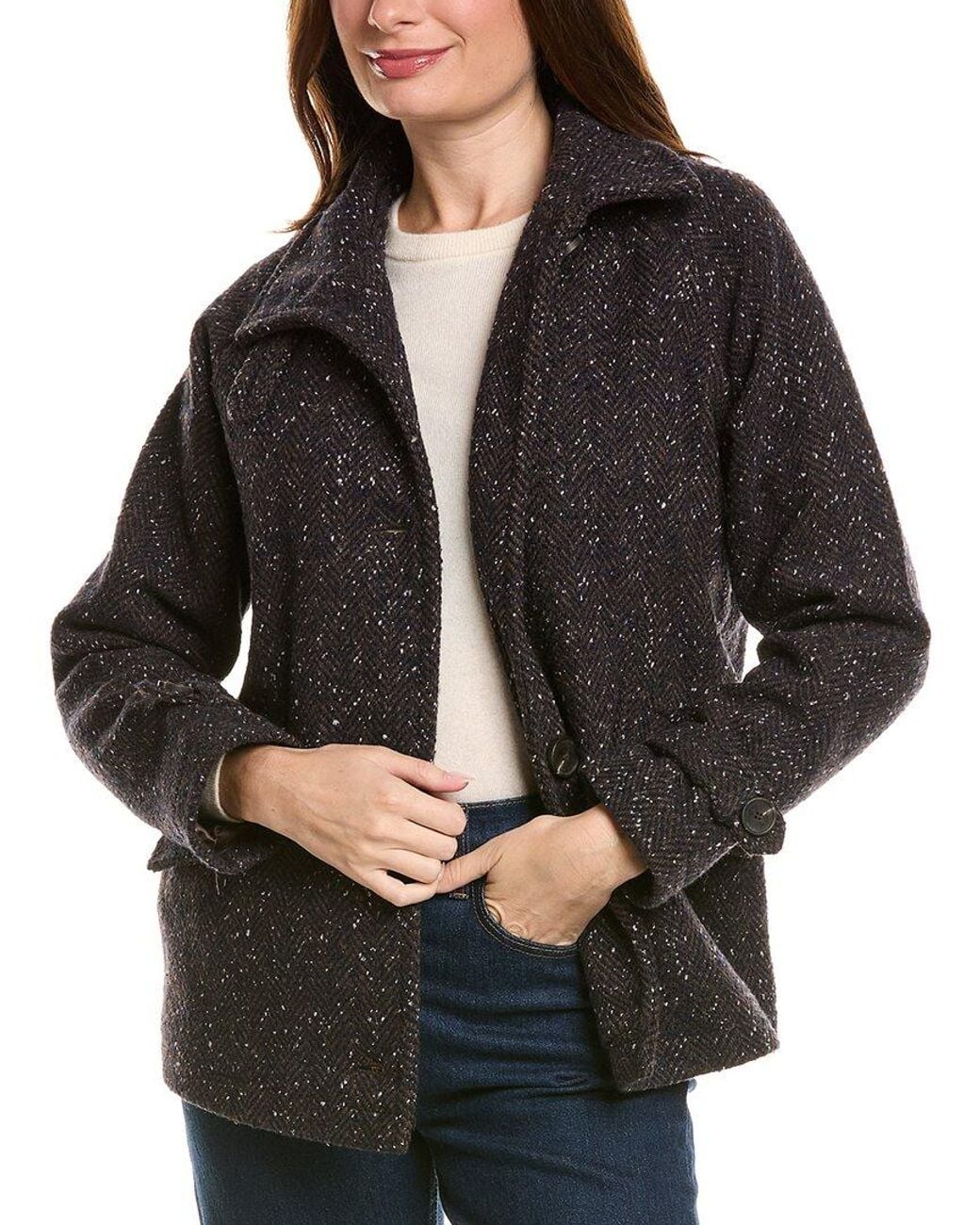 Sam Edelman Black Tweed Wool-Blend Jacket