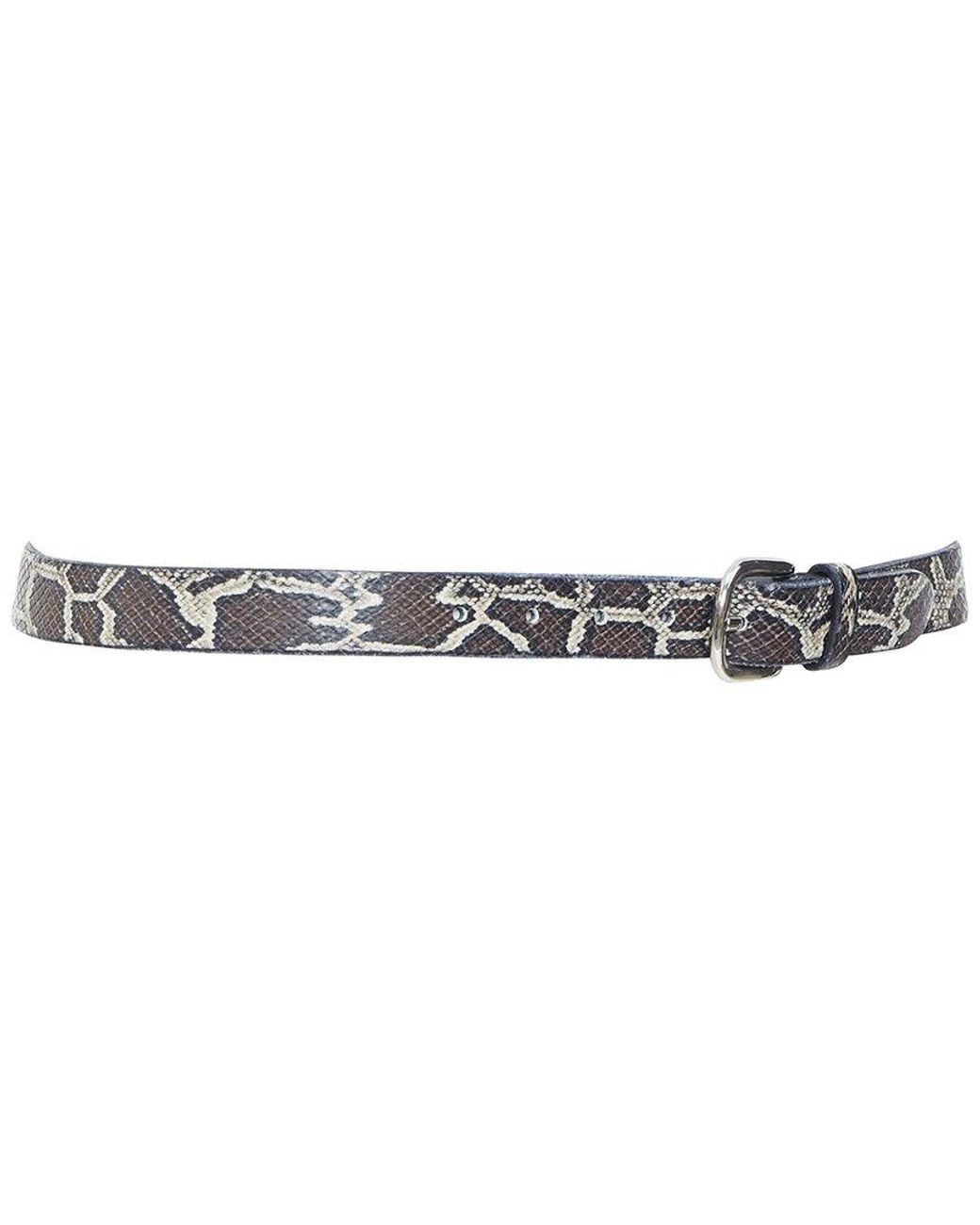 Isabel Marant White 2021 Zap Embossed Calfskin Leather Skinny Loop Waist Belt S (Authentic Pre-Loved)