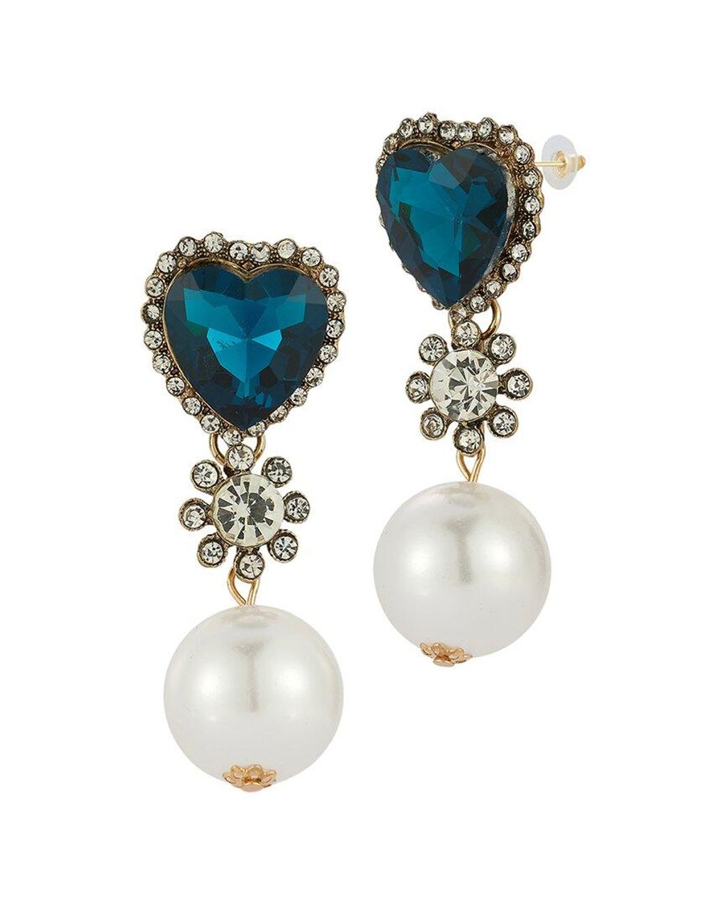 Sphera Milano Blue Plated 19.5Mm Pearl Cz Earrings