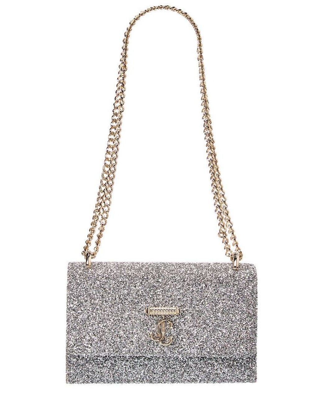 Jimmy Choo White Bohemia Glitter Shoulder Bag