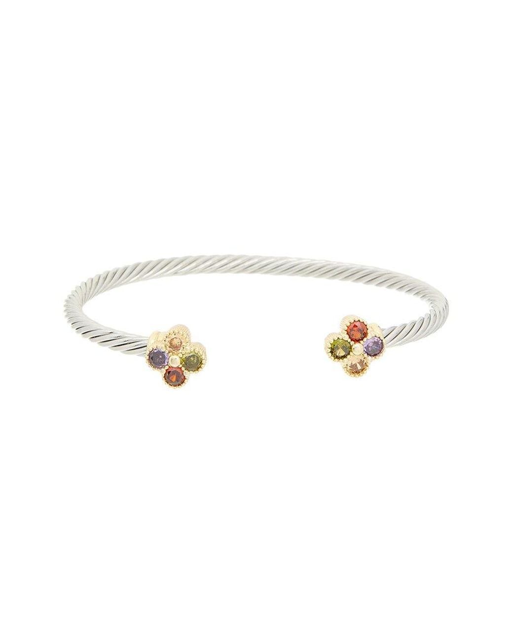 Juvell White Topaz Cz 18K Plated Bangle Bracelet