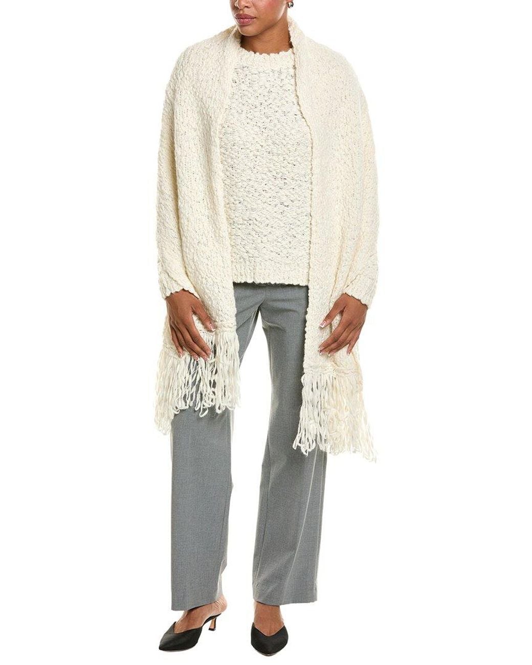 Rag & Bone White Luisa Scarf Alpaca & Wool-Blend Sweater