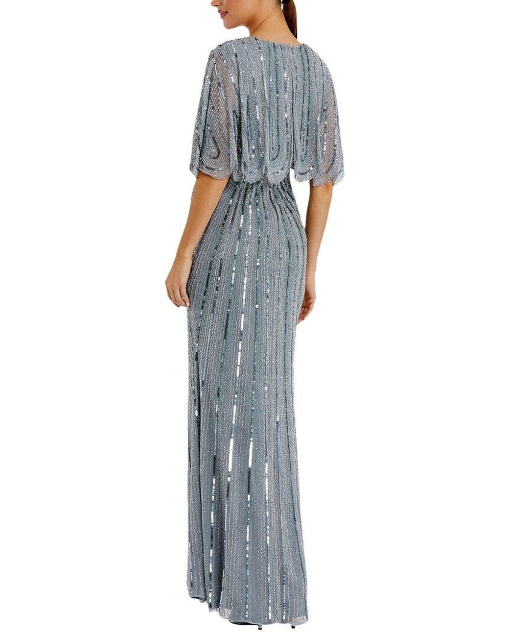 Mac Duggal Blue Cape Sleeve Gown