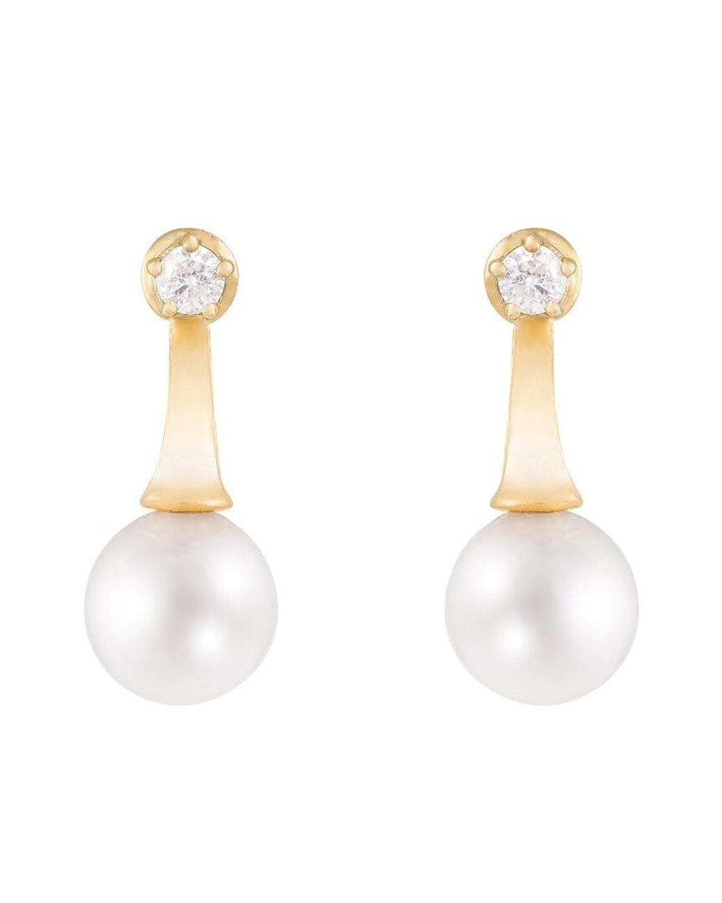 Splendid White 14K 0.10 Ct. Tw. Diamond & 7-7.5Mm Pearl Drop Earrings