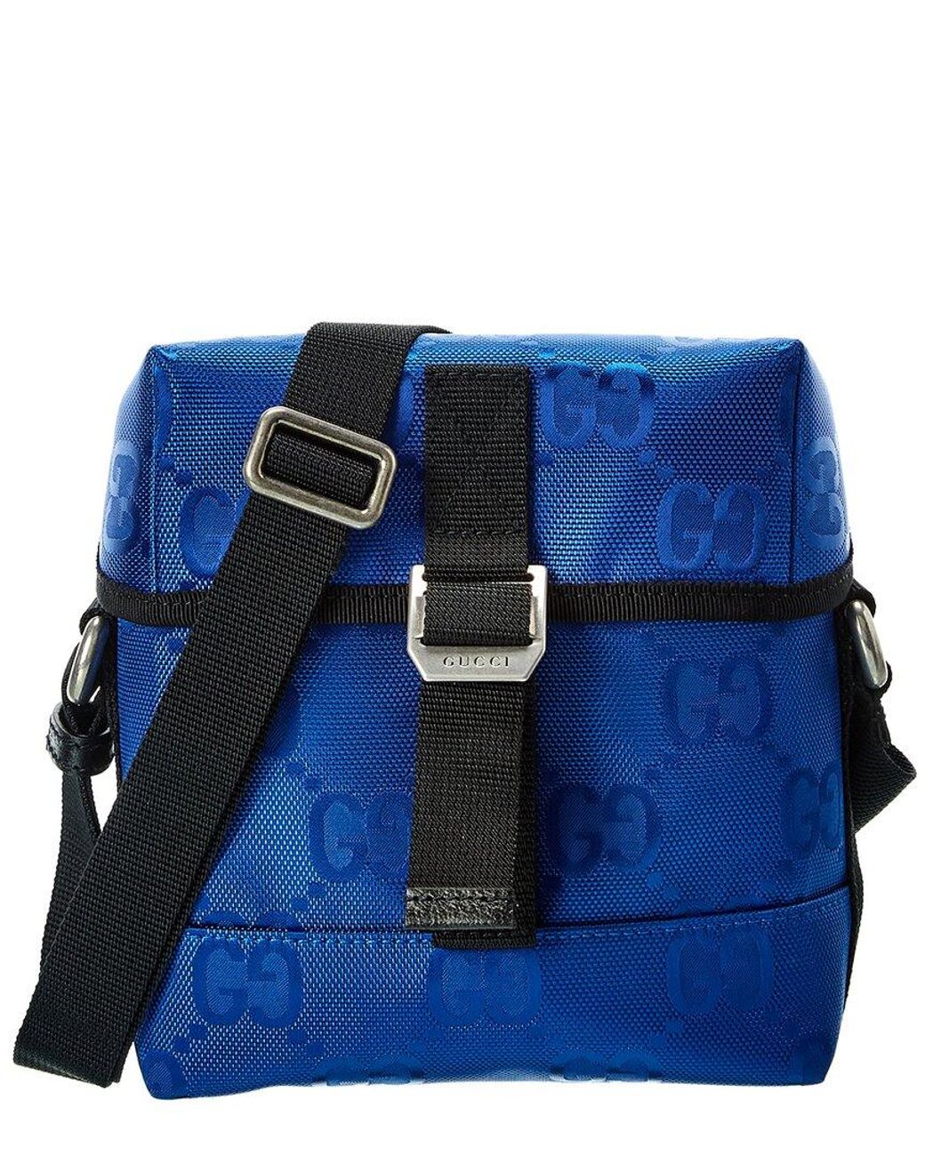 2000s Gucci Navy Blue Canvas Nylon Crossbody Messenger Travel Bag