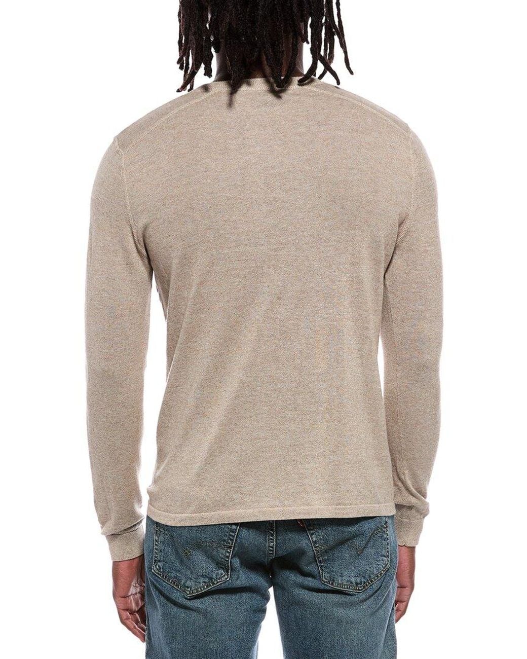 Autumn Cashmere Natural Italian Long Placket Coverstitch Henley for men