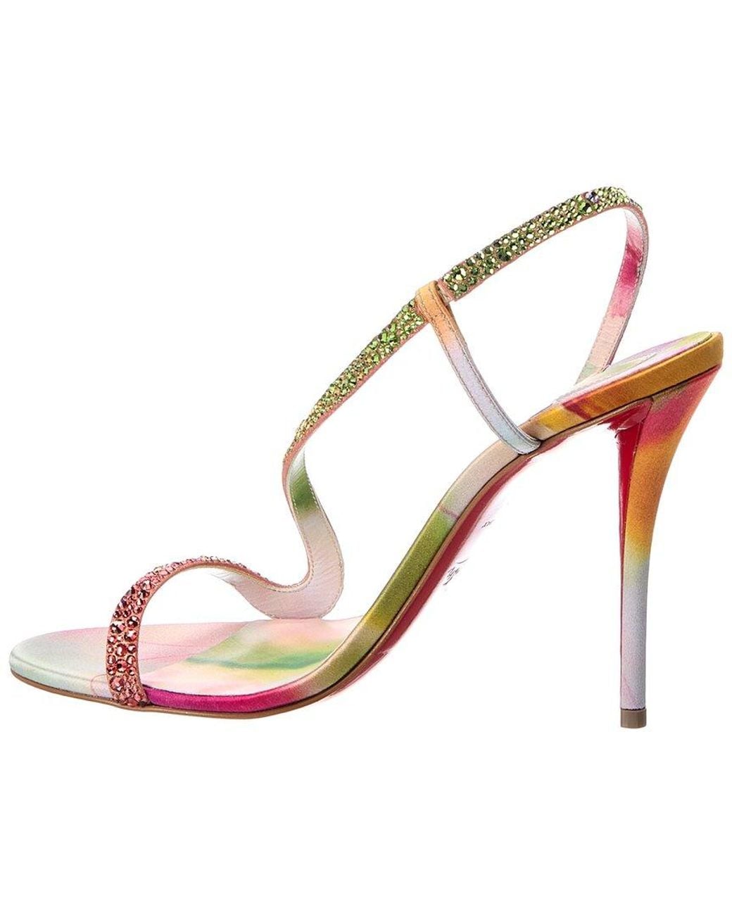 Christian Louboutin Metallic Rosa Z Strass Botanica 100 Suede Sandal