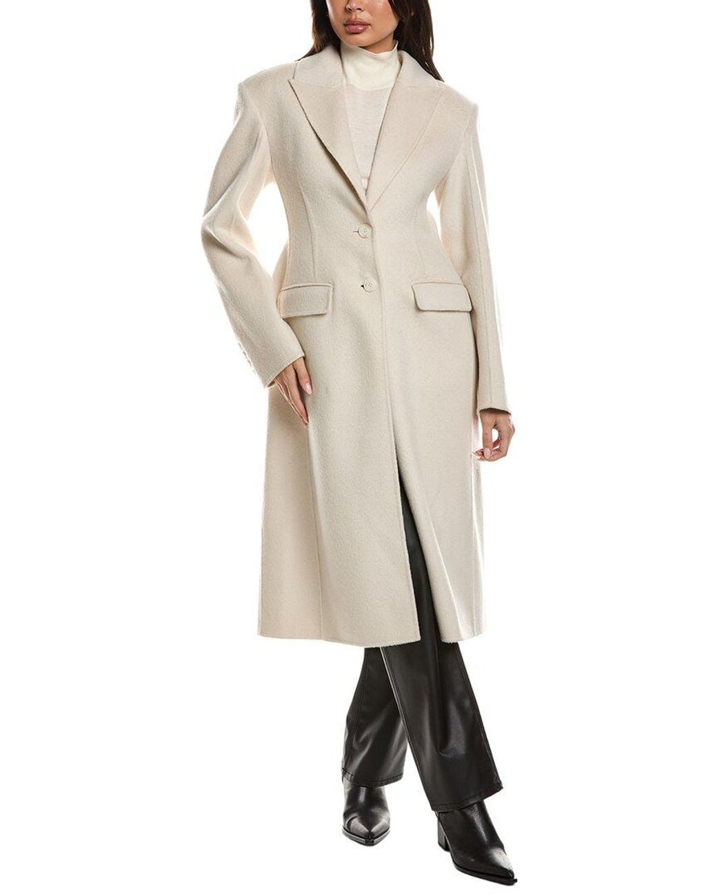Lamarque Natural Hourglass Wool Coat