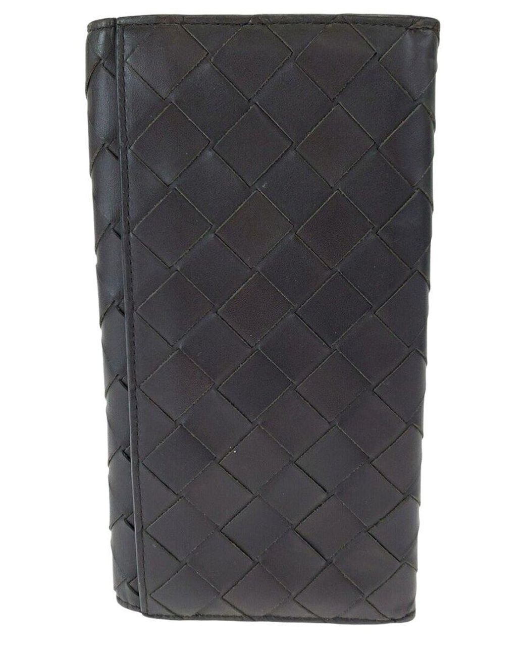 Bottega Veneta Black Maxi Intrecciato Leather Long Wallet (Authentic Pre- Loved)