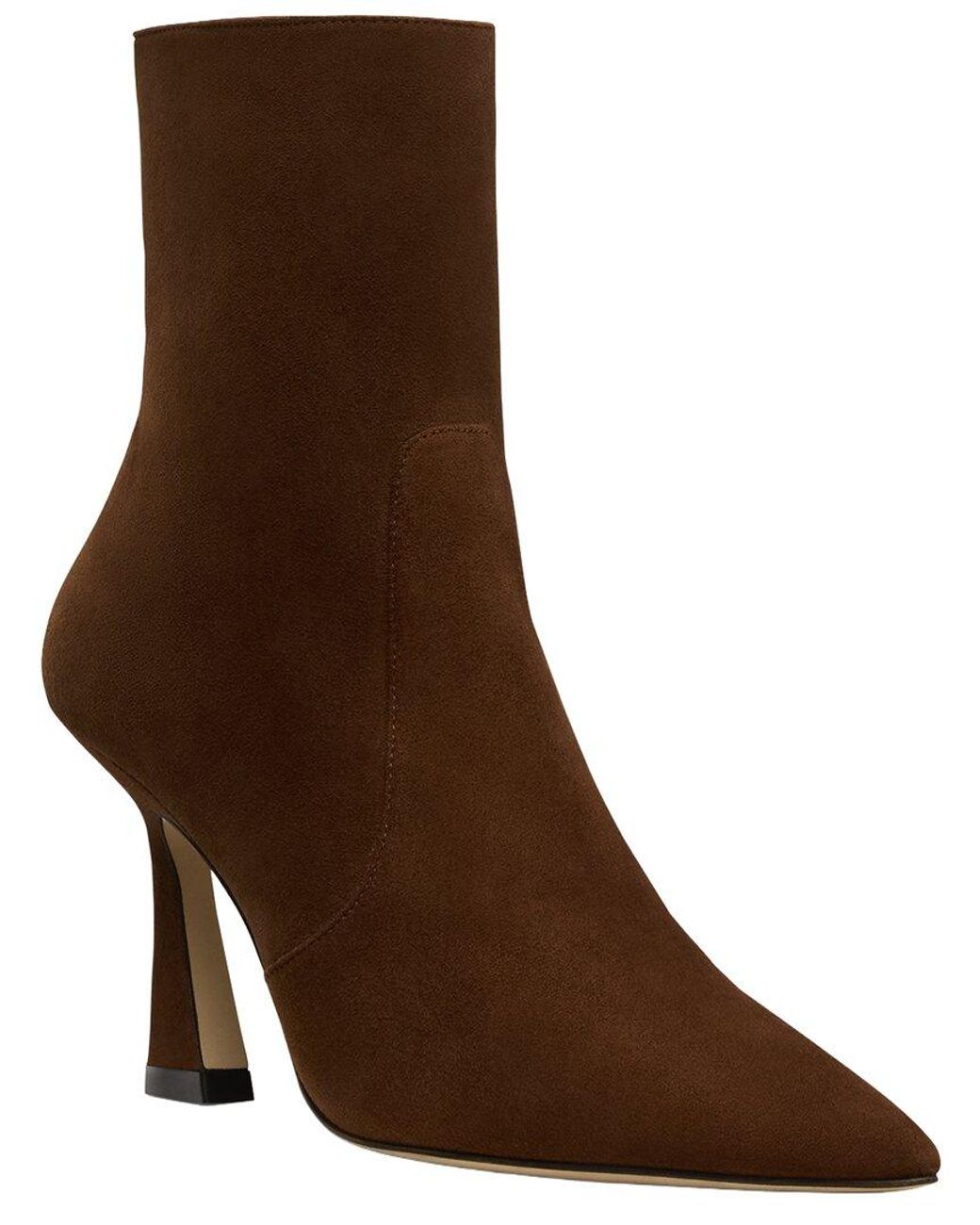 Stuart Weitzman Brown Vinnie Zip Suede Bootie 85