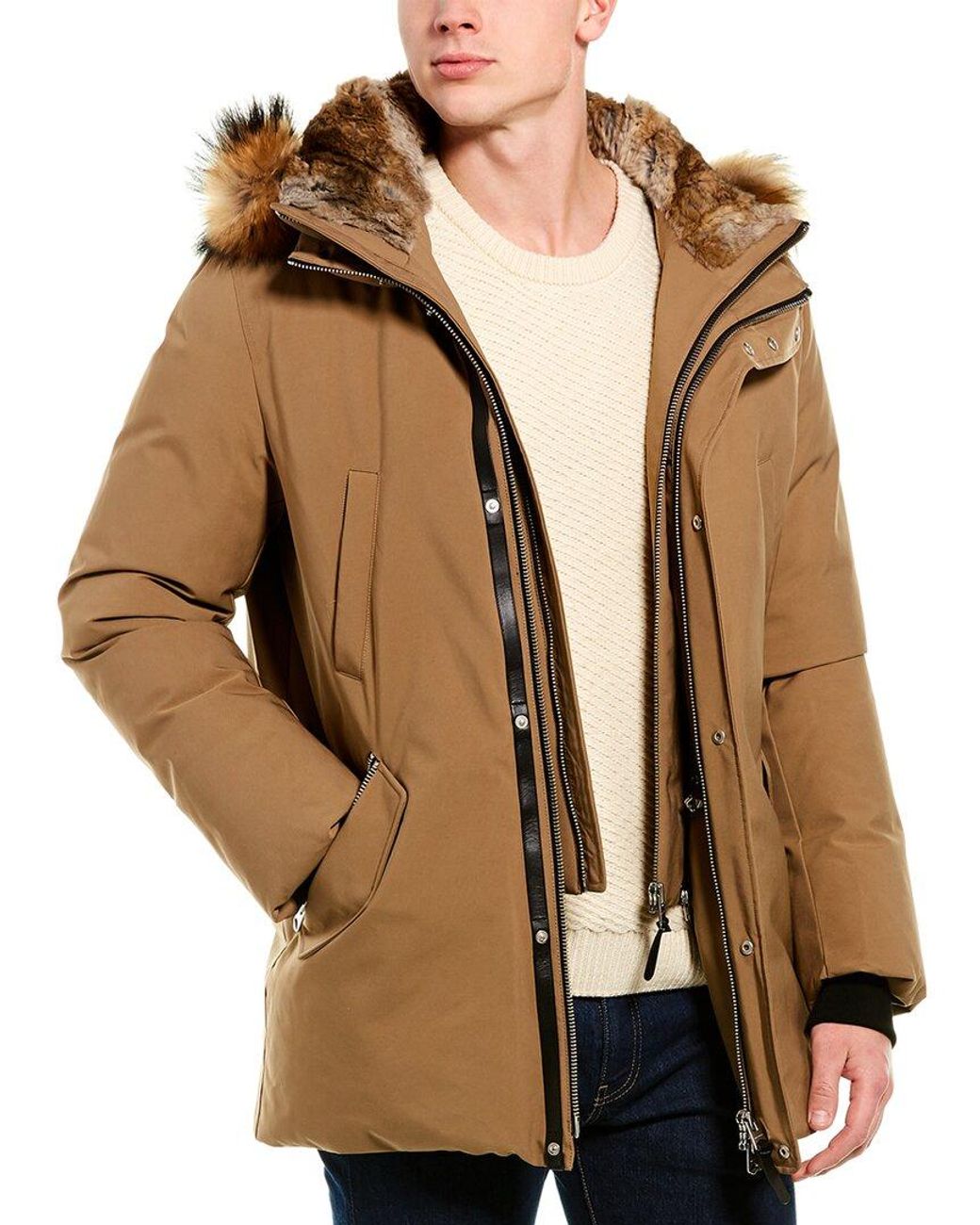 Mackage Edward Luxe Down Leather-trim Coat in Brown for Men | Lyst UK