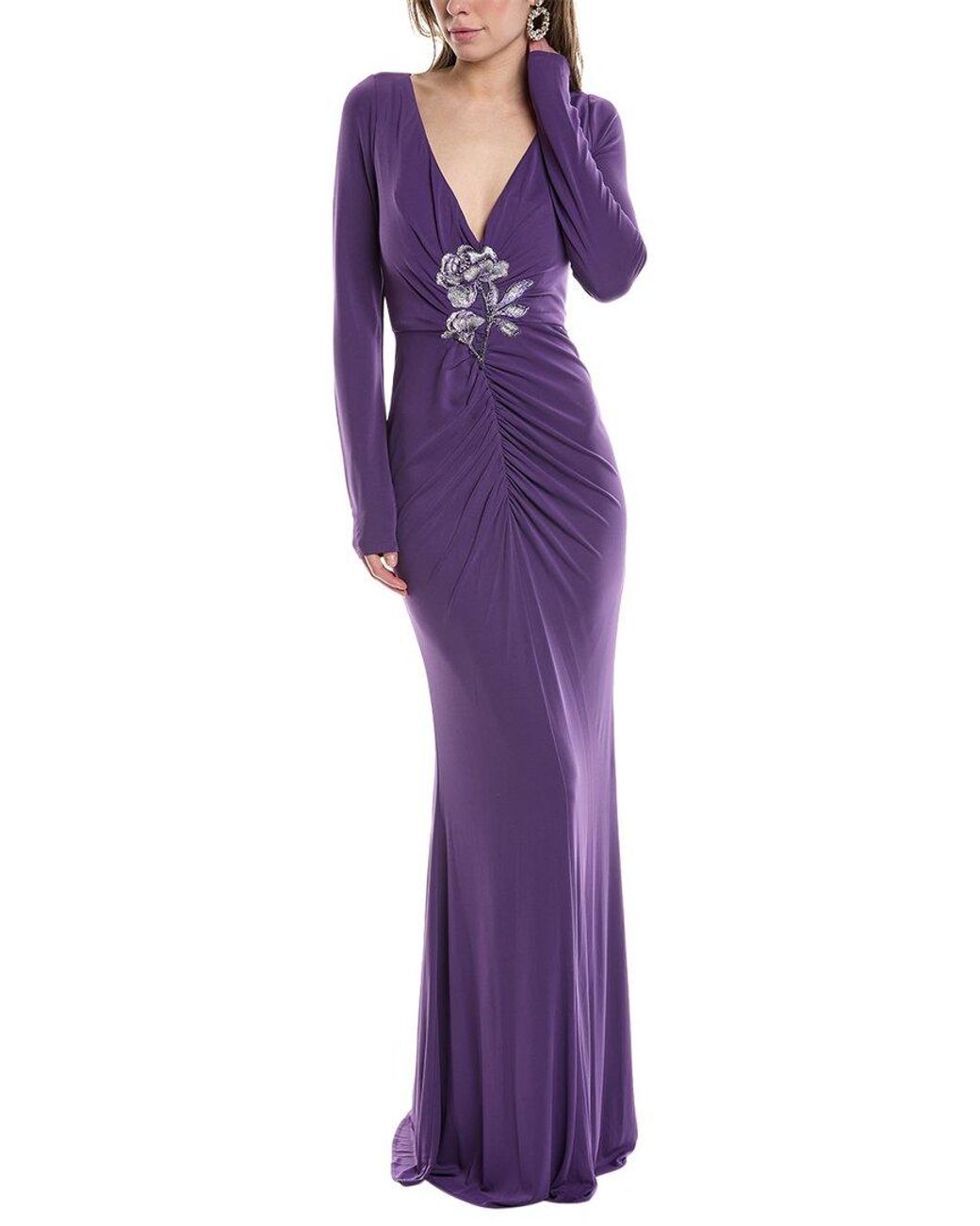 Marchesa Purple Jersey Drape Gown