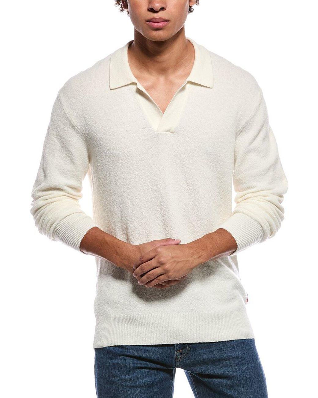 Orlebar Brown White Winslow Wool-blend Polo Sweater for men