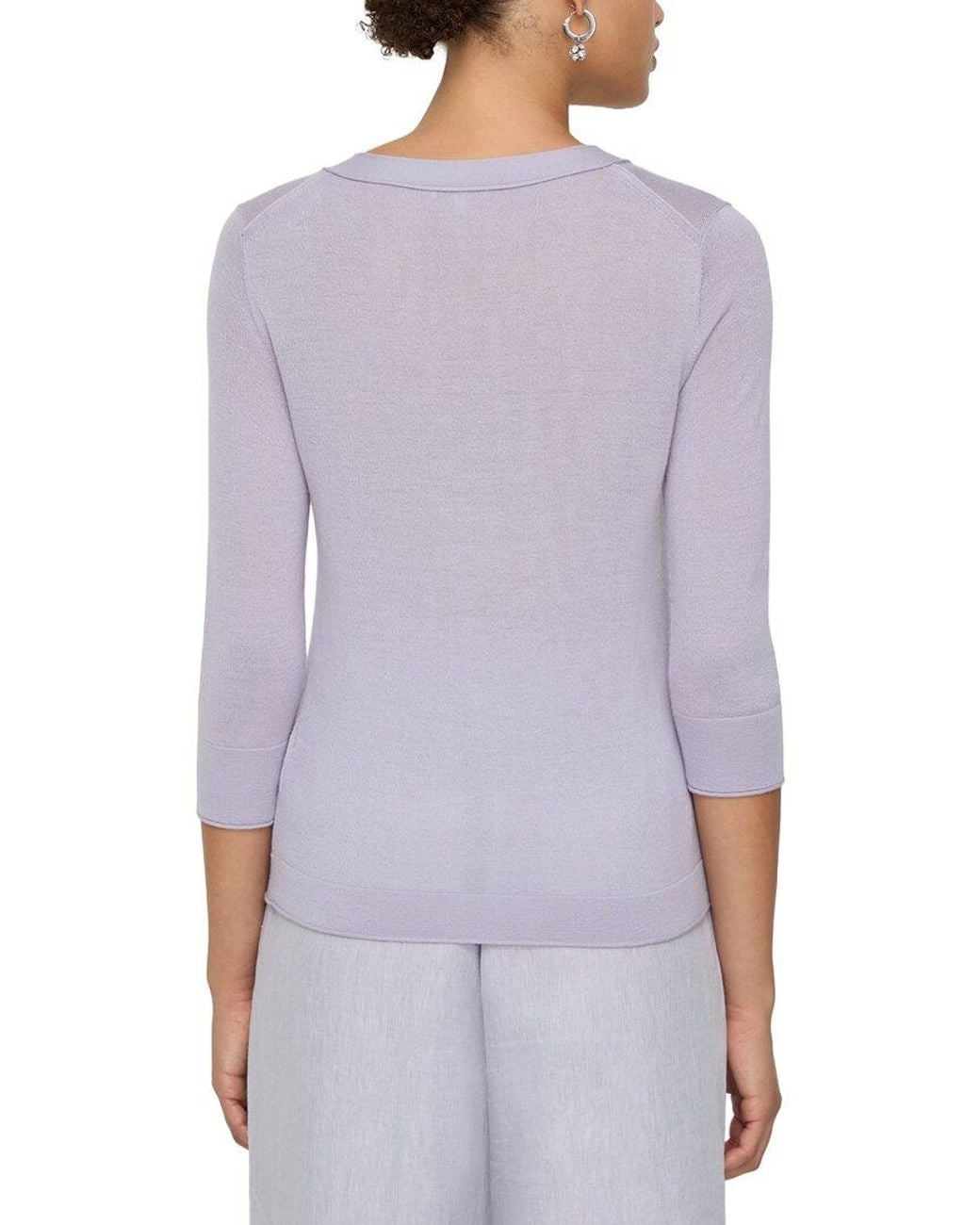 Lafayette 148 New York Gray V-neck 100% Cashmere Sweater
