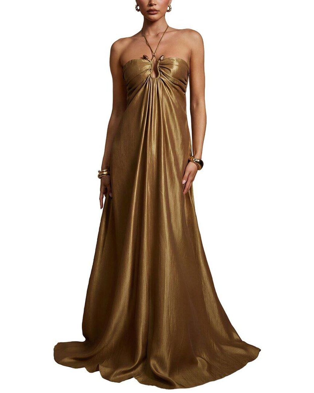 Vincent Brown Solid Sleeveless Maxi Dress