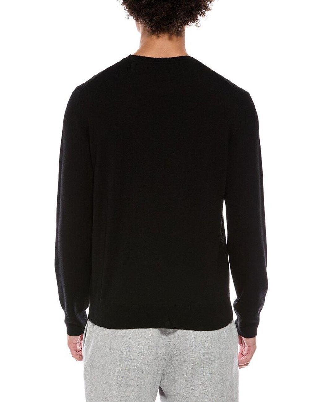 Bruno Magli Black Merino Wool-blend Crewneck Sweater for men