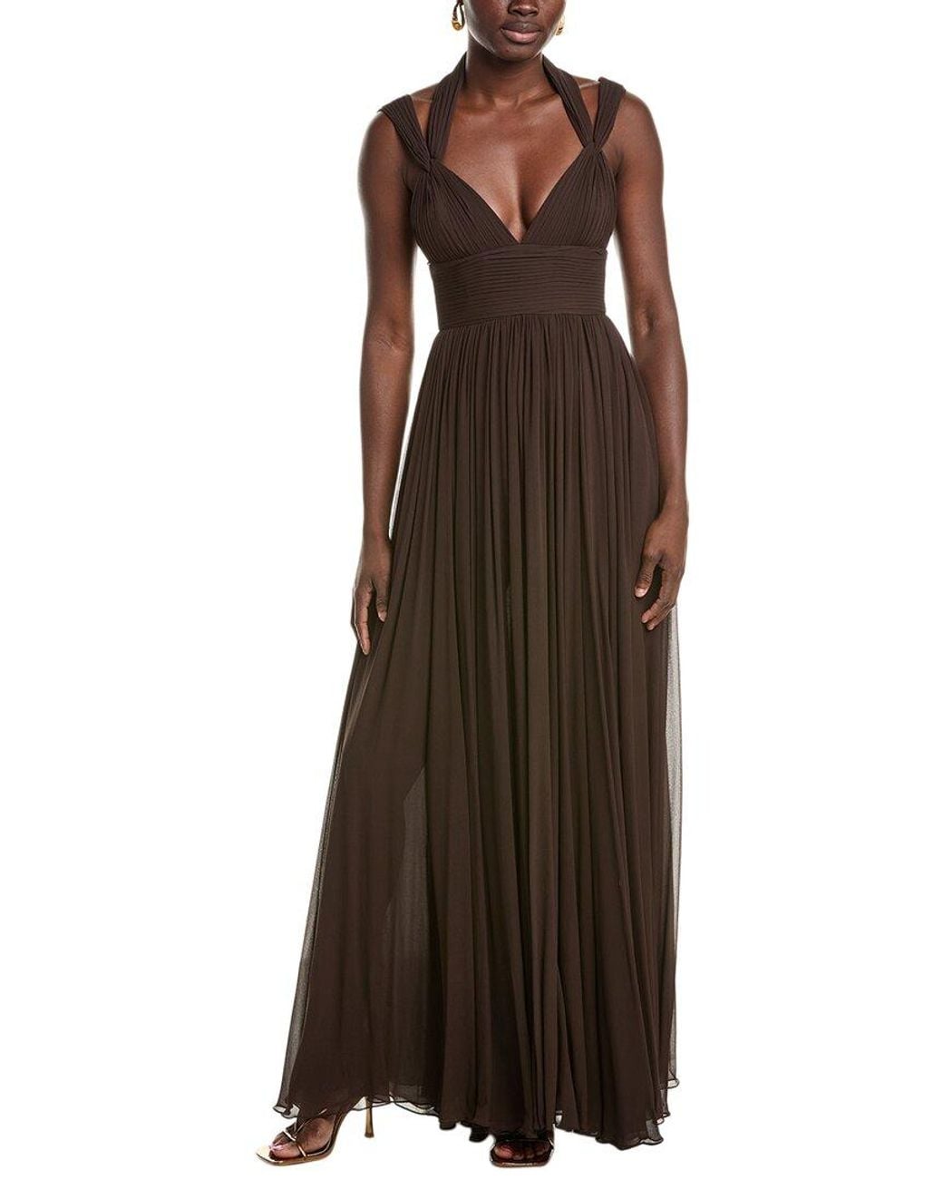 Michael Kors Brown Silk Chiffon Goddess Gown