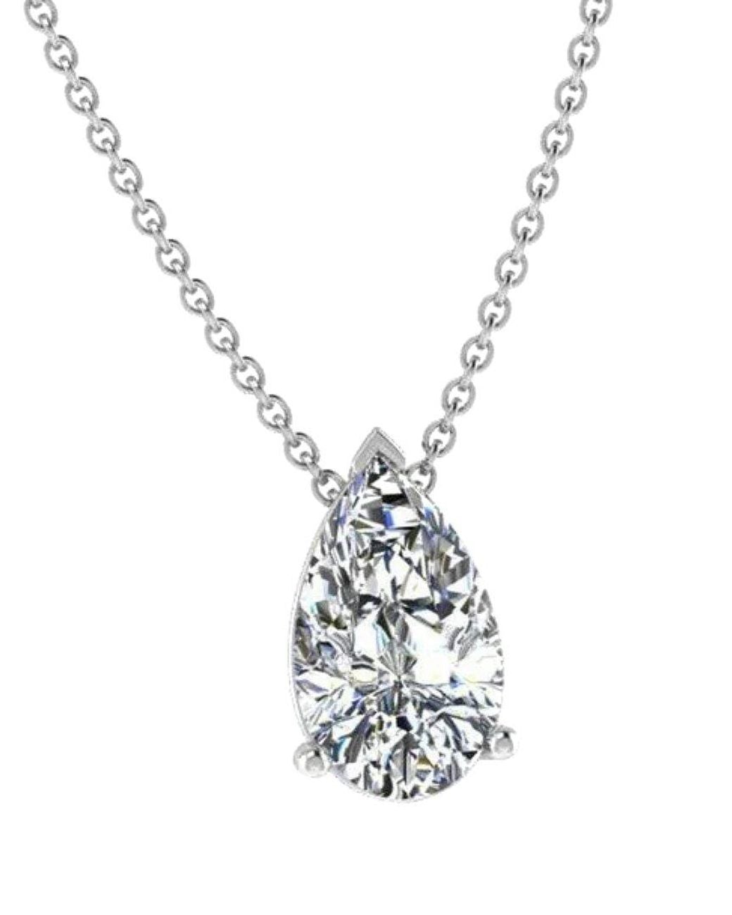 Lab Grown Diamonds Metallic 14k 3.00 Ct. Tw. Lab-grown Diamond Solitaire Pendant Necklace