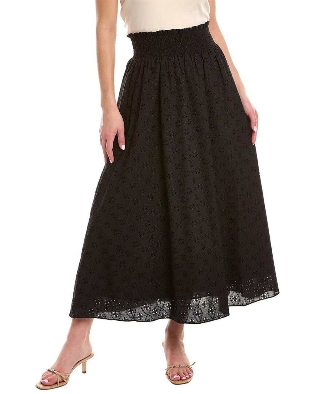 Black eyelet midi shop skirt