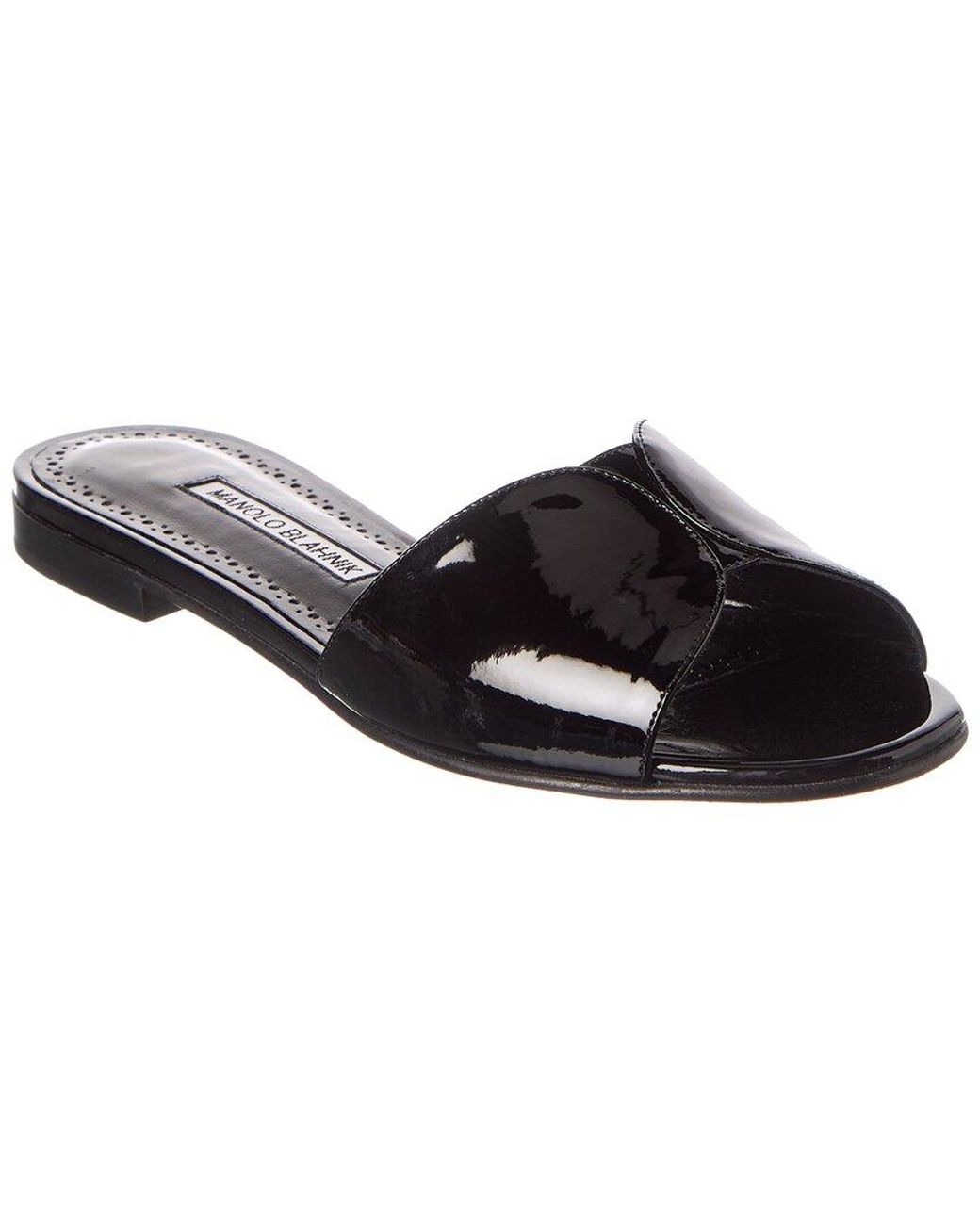 Manolo Blahnik Black Houramu Patent Sandal