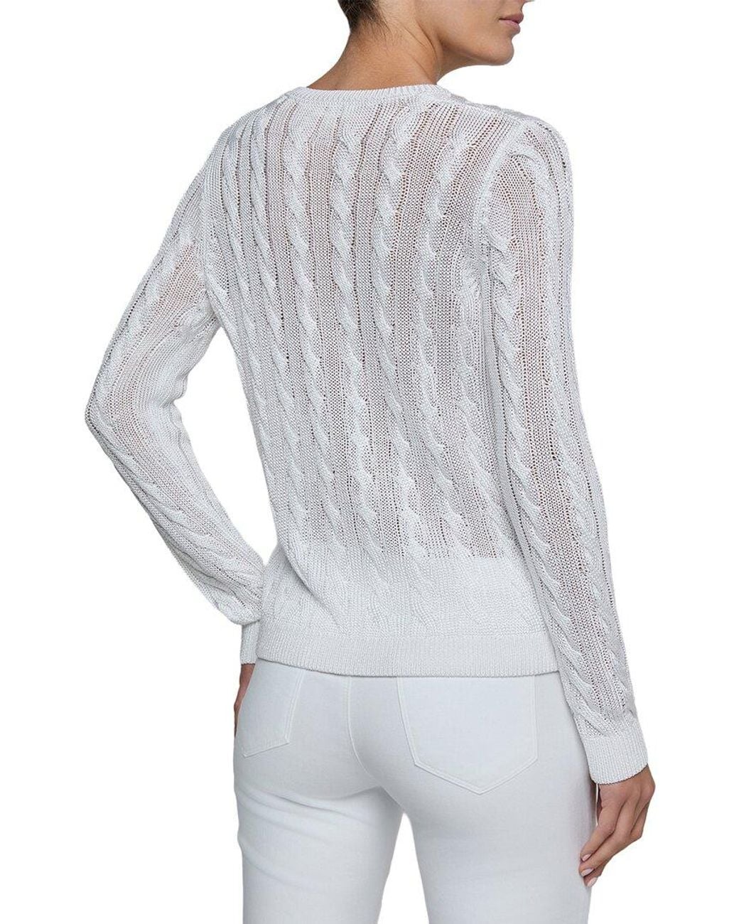 L'Agence Gray Preston Cable V Neck Pullover