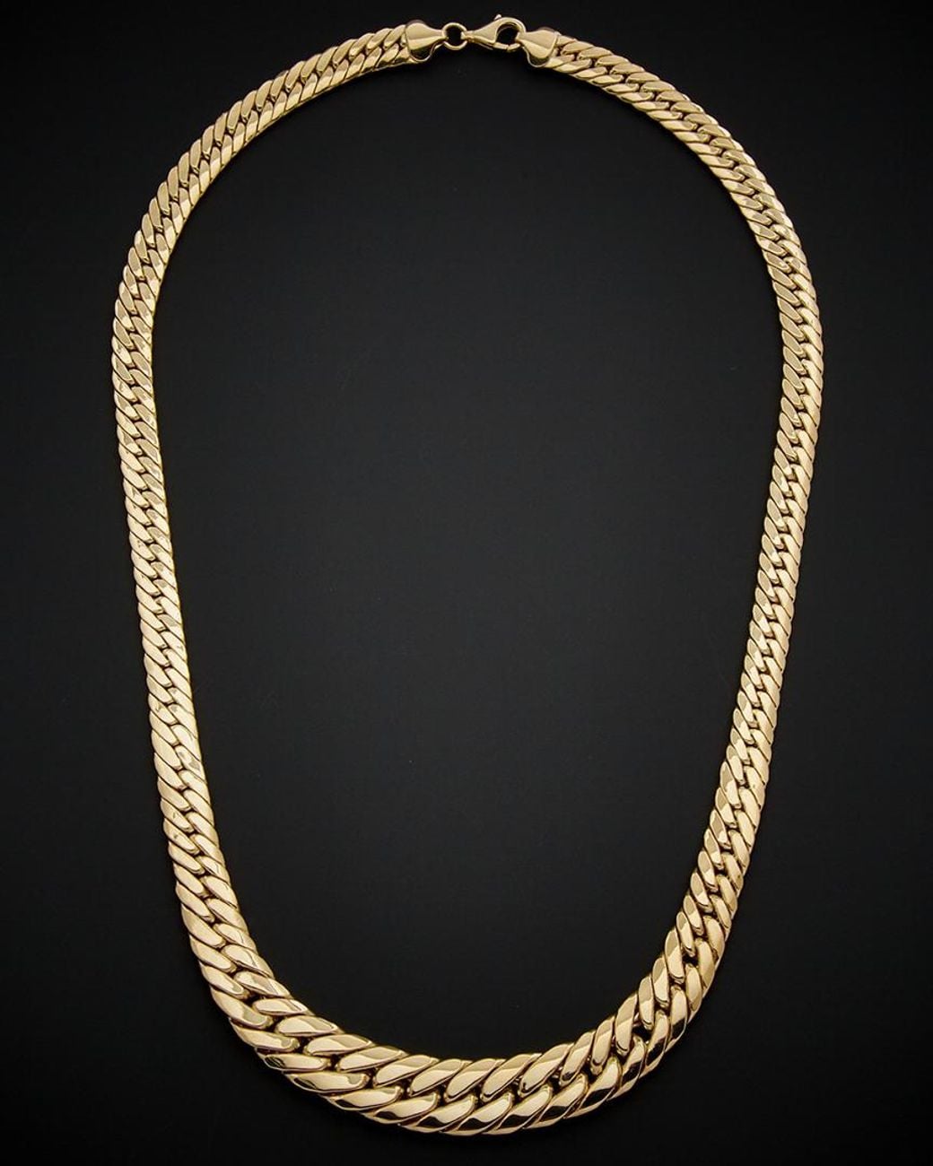 Italian Gold Black 14k Graduated Cuban Link Necklace