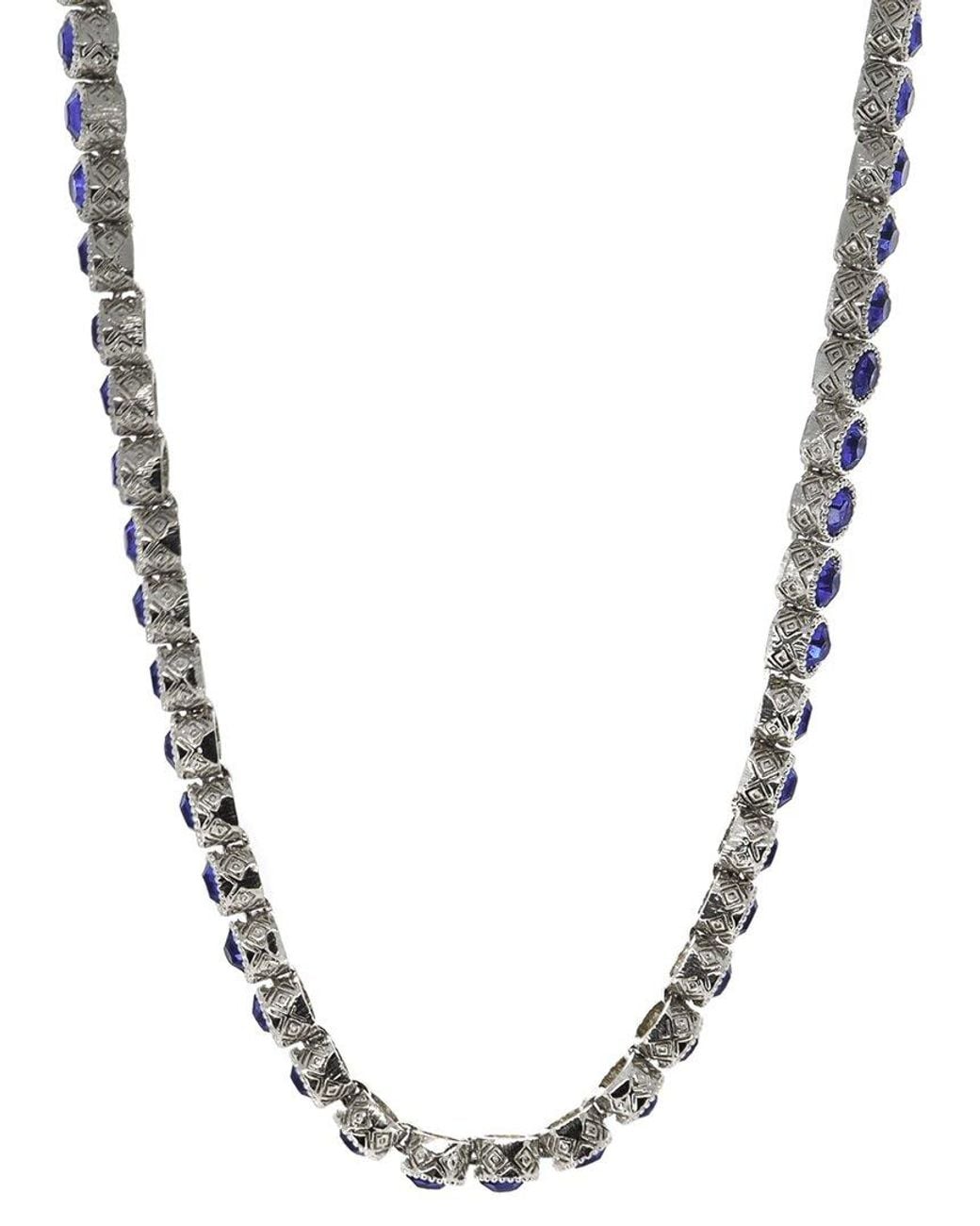 Ebru Jewelry Blue Plated Cz Tennis Necklace