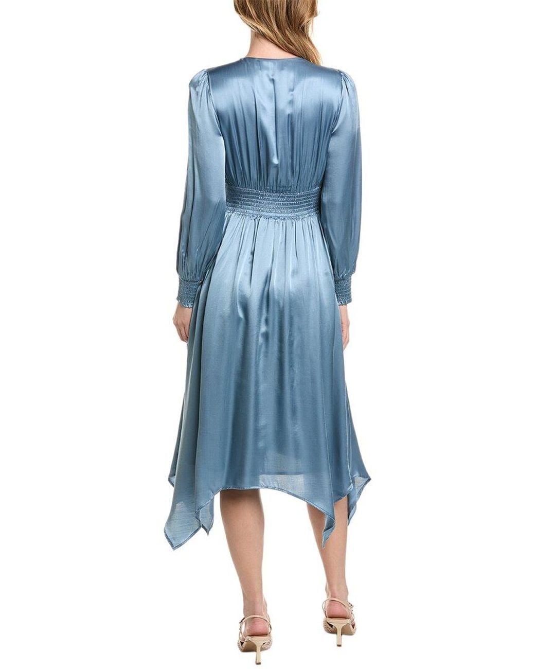 AllSaints Blue Estelle Silk-Blend Mini Dress