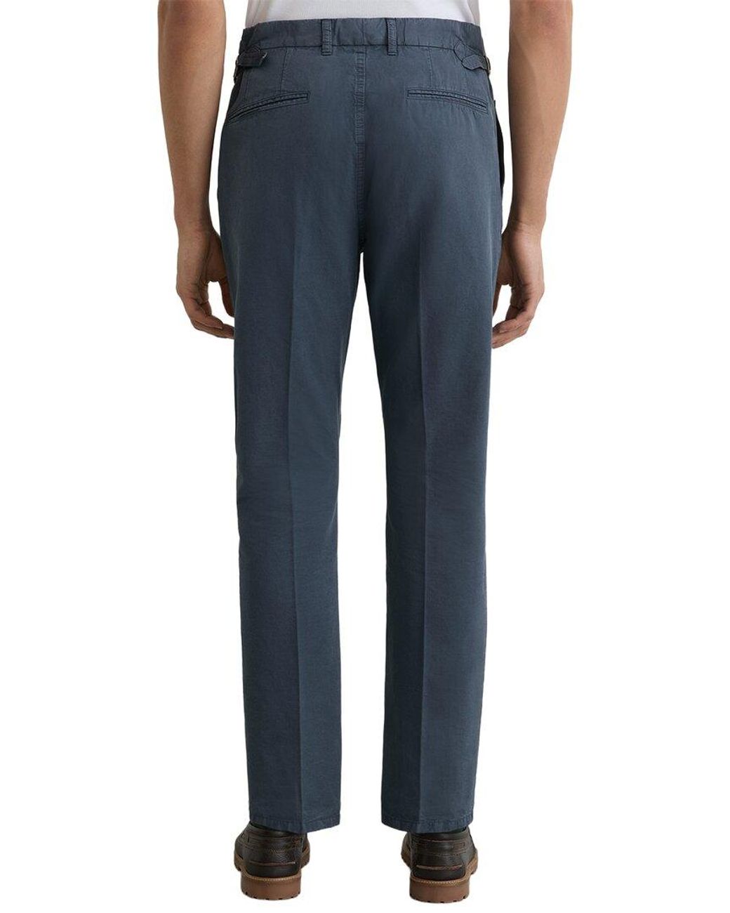 Reiss Blue Pablo Side Adjuster Linen-Blend Trouser for men