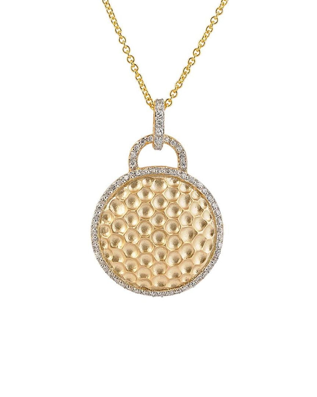 Genevive Jewelry Metallic 14k Over Silver Cz Pendant