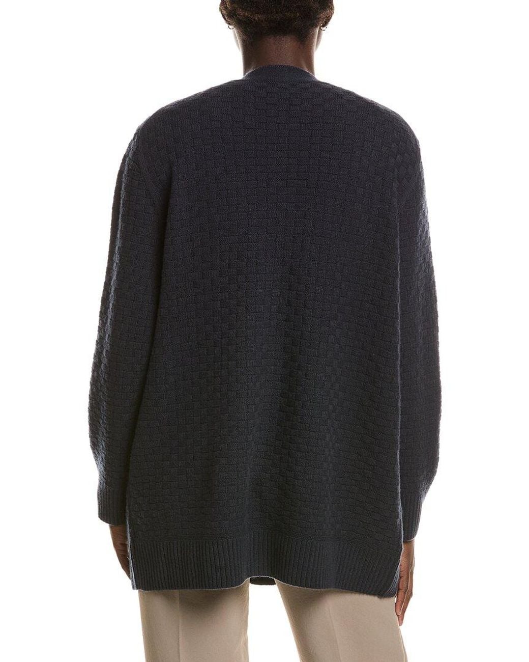 Lafayette 148 New York Black Basket Stitch Button Front 100% Cashmere Cardigan