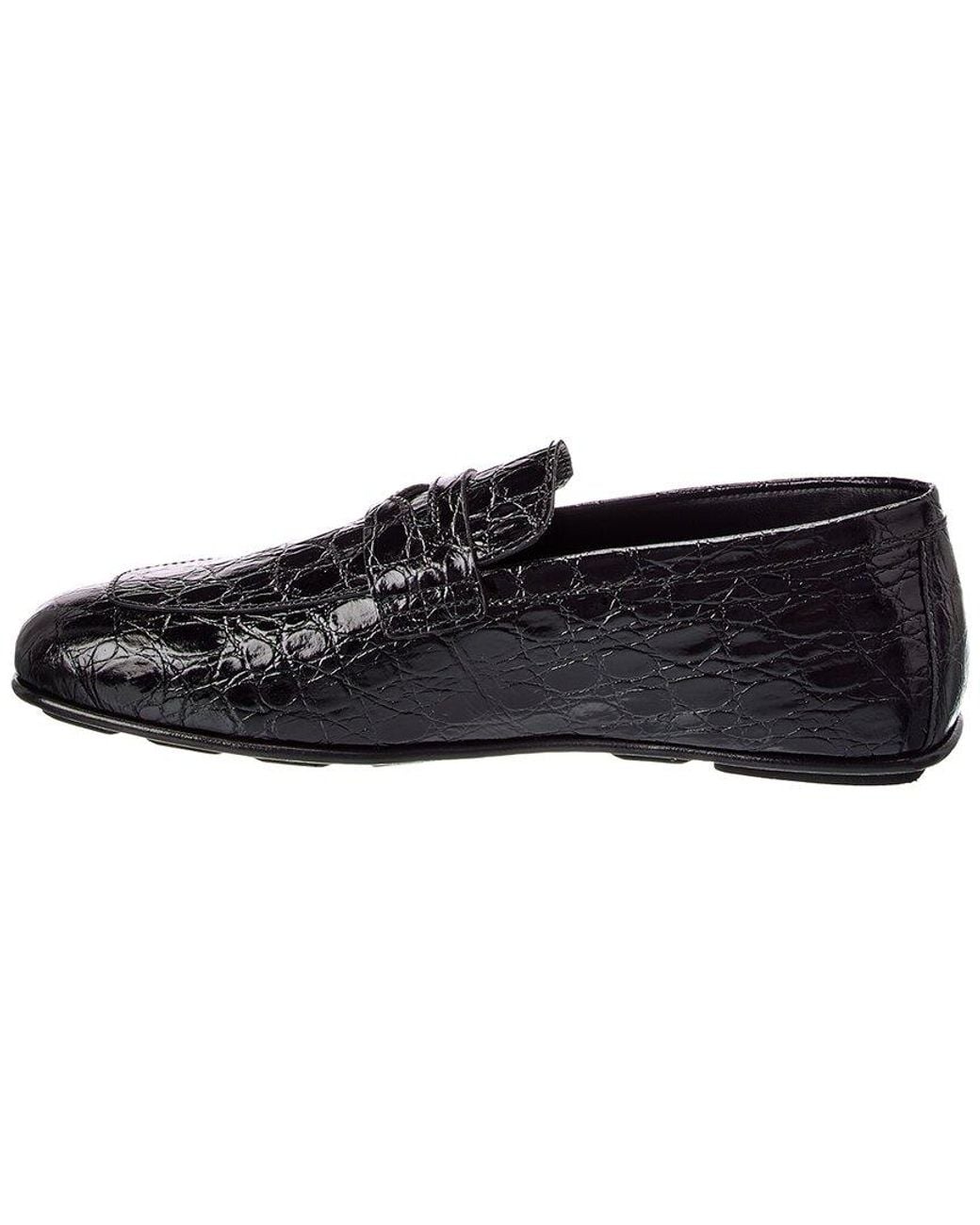 Giuseppe Zanotti Black Rupert Croc-Embossed Leather Loafer for men