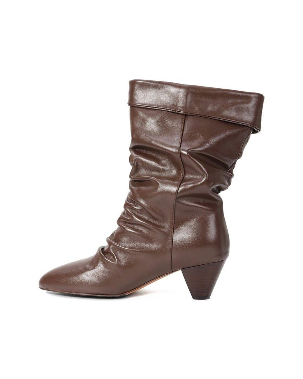 Tiffany & Fred Paris Brown Slouch Cuff Leather Boot