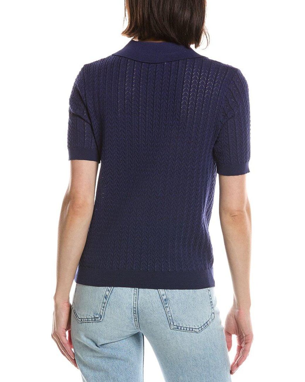 HL Affair Blue Pointelle Polo Sweater