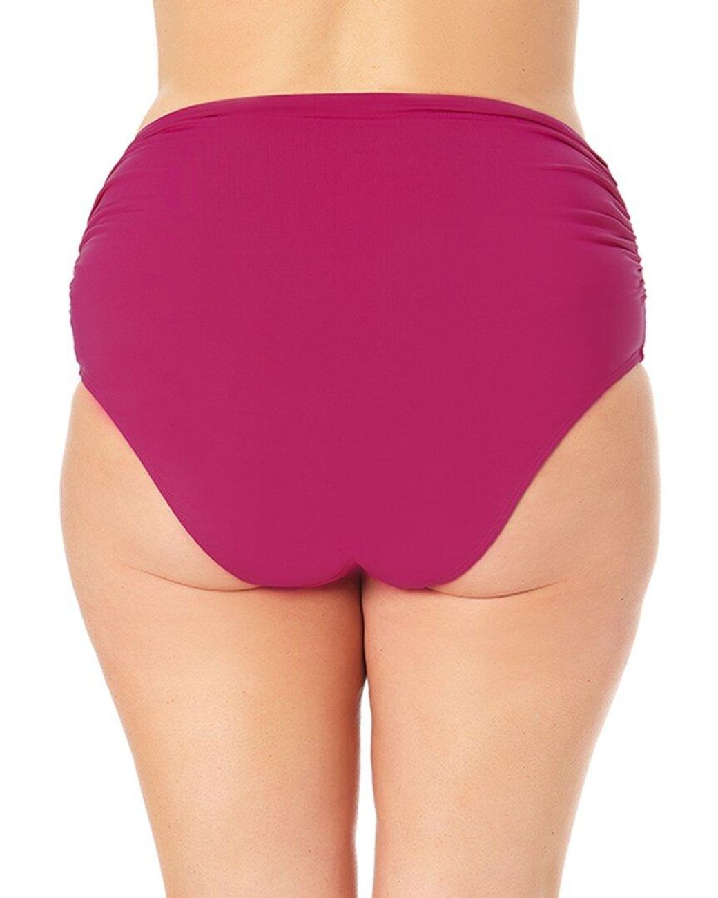 Anne Cole Pink Hi Waist Shirred Bottom